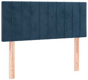 vidaXL Κρεβάτι Boxspring με Στρώμα Σκούρο Μπλε 90x200 εκ. Βελούδινο