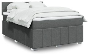 Κρεβάτι Boxspring με Στρώμα Σκούρο Γκρι 140x190 εκ. Υφασμάτινο - Γκρι