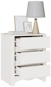 vidaXL Κομοδίνο με συρτάρι Λευκό 45 x 35 x 56 εκ. Μασίφ ξύλο πεύκου