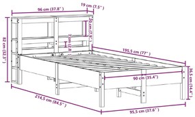 Σκελετός Κρεβ. Χωρίς Στρώμα Καφέ Κεριού 90x190 εκ Μασίφ Πεύκο - Καφέ