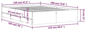 Πλαίσιο Κρεβατιού με Συρτάρια Λευκό 120x190 εκ Επεξεργ. Ξύλο - Λευκό