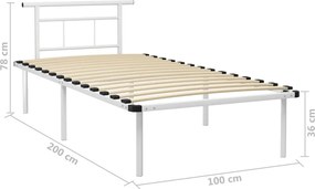 vidaXL Πλαίσιο Κρεβατιού Λευκό 100 x 200 εκ. Μεταλλικό