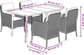 vidaXL Σετ Τραπεζαρίας Κήπου 5 τεμ. Αν. Γκρι Συνθ. Ρατάν με Μαξιλάρια