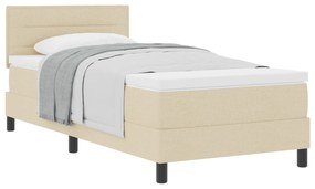 vidaXL κρεβάτι με ελατήριο  και στρώμα μπεζ 90x200 εκ. ύφασμα