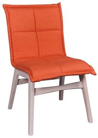WOODWELL Ε7765,2FOREX Καρέκλα White Wash, Ύφασμα Πορτοκαλί 50x58x83cm Ε7765,2