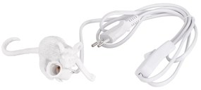 GloboStar® MOUSE 00676 Vintage Επιτραπέζιο Φωτιστικό Πορτατίφ Λαμπατέρ Μονόφωτο με Ντουί 1 x E14 AC 230V Λευκό Πλαστικό Μ13 x Π4 x Υ7cm