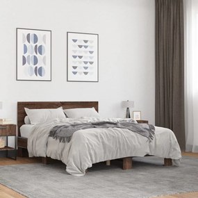vidaXL Πλαίσιο Κρεβατιού Καφέ Δρυς 120x190 εκ. Επεξ. Ξύλο &amp; Μέταλλο