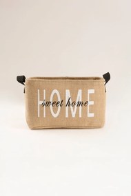 Καλάθι από γιούτα με κείμενο Home Καφέ 30x22x18 cm