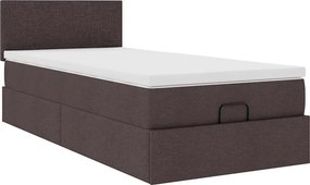 vidaXL Οθωμανικό κρεβάτι με στρώμα σκούρο καφέ 90x200cm ύφασμα