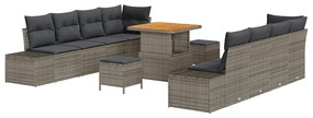 vidaXL Σετ Καναπέ Κήπου με μαξιλάρι 11 pcs Γκρι Πολυ ράταν
