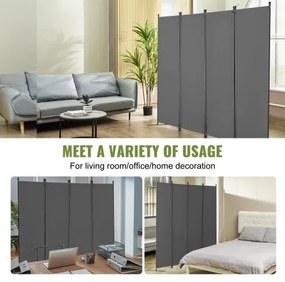 VEVOR Room Divider 4-Panel Folding Privacy Screen Fabric Partition Office Gray