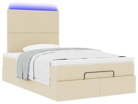 ΟΘΩΜΑΝΙΚΟ ΚΡΕΒΑΤΙ ΜΕ ΣΤΡΩΜΑ &amp; LEDS CREAM 120X190CM ΥΦΑΣΜΑ 3313911