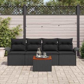 vidaXL Σετ Καναπέ Κήπου με μαξιλάρι 5 pcs Μαύρο 55 x 55 x 37 εκ