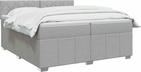 vidaXL Κρεβάτι box spring με στρώμα Ανοιχτό γκρι 200 x 200 cm Ύφασμα