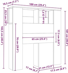 vidaXL Κεφαλάρι Ντουλάπι Λευκό 100x18,5x102,5 εκ.