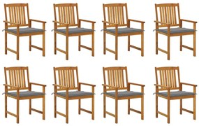 Καρέκλες Κήπου 8 Τεμαχίων από Μασίφ Ξύλο Ακακίας με Μαξιλάρια