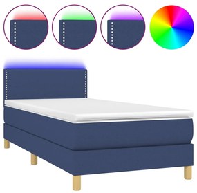 ΚΡΕΒΑΤΙ BOXSPRING ΜΕ ΣΤΡΩΜΑ &amp; LED ΜΠΛΕ 90X200 ΕΚ. ΥΦΑΣΜΑΤΙΝΟ 3133611