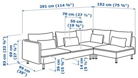 SÖDERHAMN γωνιακός καναπές, 4 θέσεων με ανοιχτή άκρη 194.520.73