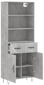 vidaXL Ντουλάπι Γκρι Σκυροδέματος 69,5x34x180 εκ. Επεξεργασμένο Ξύλο