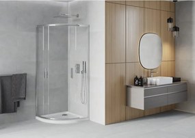 Mexen Rio καμπίνα ντους ημικυκλική 90 x 90 cm, διαφανή, χρώμιο + λεκάνη Flat,
