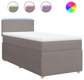 vidaXL Κρεβάτι Boxspring με Στρώμα Taupe 80x200 εκ. Υφασμάτινο