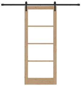 vidaXL Συρόμενη Πόρτα Χειροκίνητος Καφέ 86 x 211 cm Ξύλο και μέταλλο