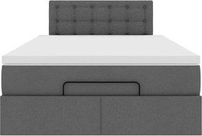 vidaXL Οθωμανικό κρεβάτι με στρώμα Σκούρο γκρι 120x200cm ύφασμα