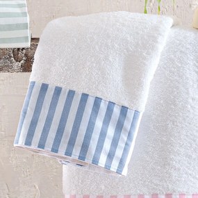 Πετσέτες Μπάνιου (Σετ 2τμχ) Rythmos Eloise 500gsm Λευκό,Γαλάζιο
