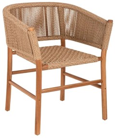 Πολυθρόνα Irvine HM9822 56x62x75cm Με Σχοινί Από Ξύλο Natural-Teak Wood, Rope
