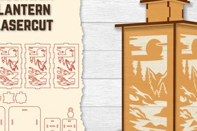 Σετ των 2 Intra απο ξύλο plywood 3mm-4mm πάχος – Sunset Mountain Lasercut Δίασταση 20x20 cm INTRAFABR-118689692