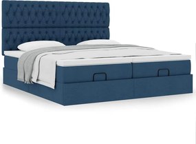 vidaXL Οθωμανικό κρεβάτι με στρώματα μπλε 200x200cm ύφασμα