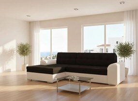 Γωνιακός καναπές Comfort-Αριστερή-Λευκό - Μαύρο