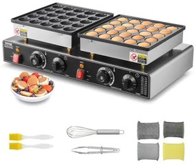 VEVOR 50PCS Mini Dutch Pancake Maker Commercial Dorayaki Baker Non-stick 1800W