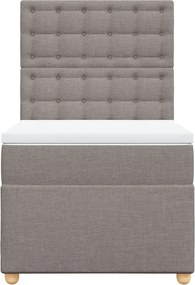 vidaXL Κρεβάτι Boxspring με Στρώμα Taupe 100 x 200 εκ. Υφασμάτινο