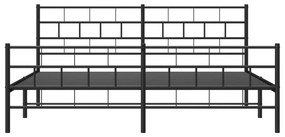 Πλαίσιο Κρεβατιού με Κεφαλάρι&amp;Ποδαρικό Μαύρο 183x213εκ. Μέταλλο - Μαύρο
