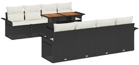 vidaXL Σετ Καναπέ Κήπου με αποθήκευση 9 pcs Μαύρο Πολυ ράταν