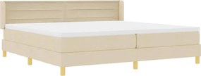 vidaXL Κρεβάτι με ελατήρια με στρώμα Κρεμ 200 x 200 cm ύφασμα