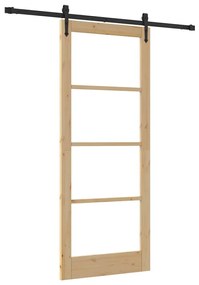 vidaXL Ολισθητή Πόρτα Καφέ 86 x 211 cm Ξύλο και μέταλλο