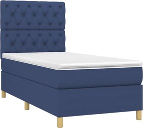vidaXL Κρεβάτι Boxspring με Στρώμα Μπλε 80x200 εκ. Υφασμάτινο