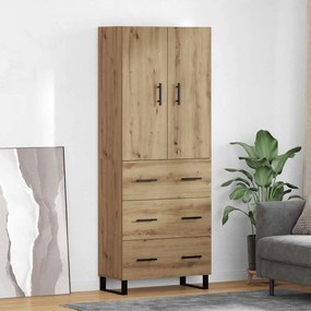 vidaXL Highboard με συρτάρι 2 pcs Artisan Oak Σύνθετο Ξύλο και Γυαλί
