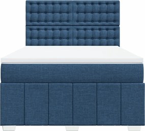 vidaXL Κρεβάτι Boxspring με Στρώμα Μπλε 140x200 εκ. Υφασμάτινο