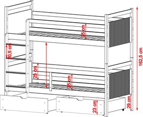 MODERNO 90x200 graphite youth bunk bed Lano Furniture