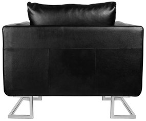 vidaXL Πολυθρόνα Cube Μαύρη από Συνθετικό Δέρμα με Πόδια Χρωμίου