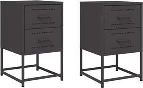 vidaXL Κομοδίνα 2 τεμ. Μαύρα 36x39x60,5 εκ. Χάλυβα
