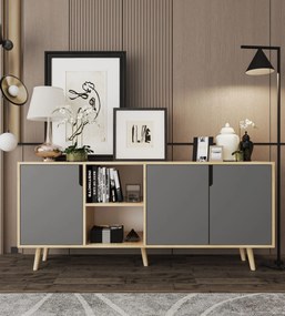 Κονσόλα Sapphire Δρυς / Ανθρακί FLEFLER 180x45x80