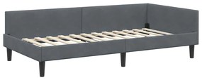 vidaXL Πλαϊνό Κρεβάτι με κεφαλάρι Σκούρο γκρι 100 x 200 cm