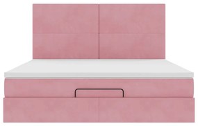 vidaXL Οθωμανικό κρεβάτι με στρώματα ροζ 160x200cm Velvet