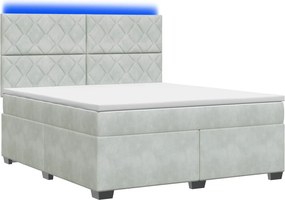 vidaXL Κρεβάτι box spring με στρώμα Ανοιχτό γκρι 180 x 200 cm Βελούδο