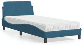 vidaXL Κρεβάτι με Στρώμα Μπλε 90 x 200 εκ. Βελούδινος