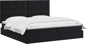 vidaXL Κρεβάτι Ottoman με στρώμα Μαύρο 200 x 200 cm Βελούδο